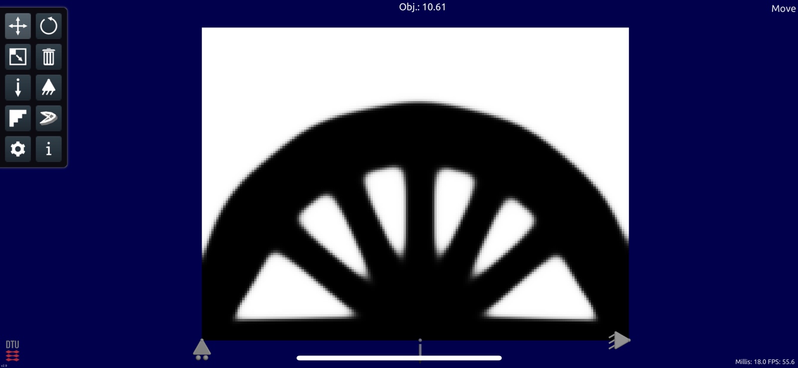 Topology optimization result showing an arch and bottom tie load path